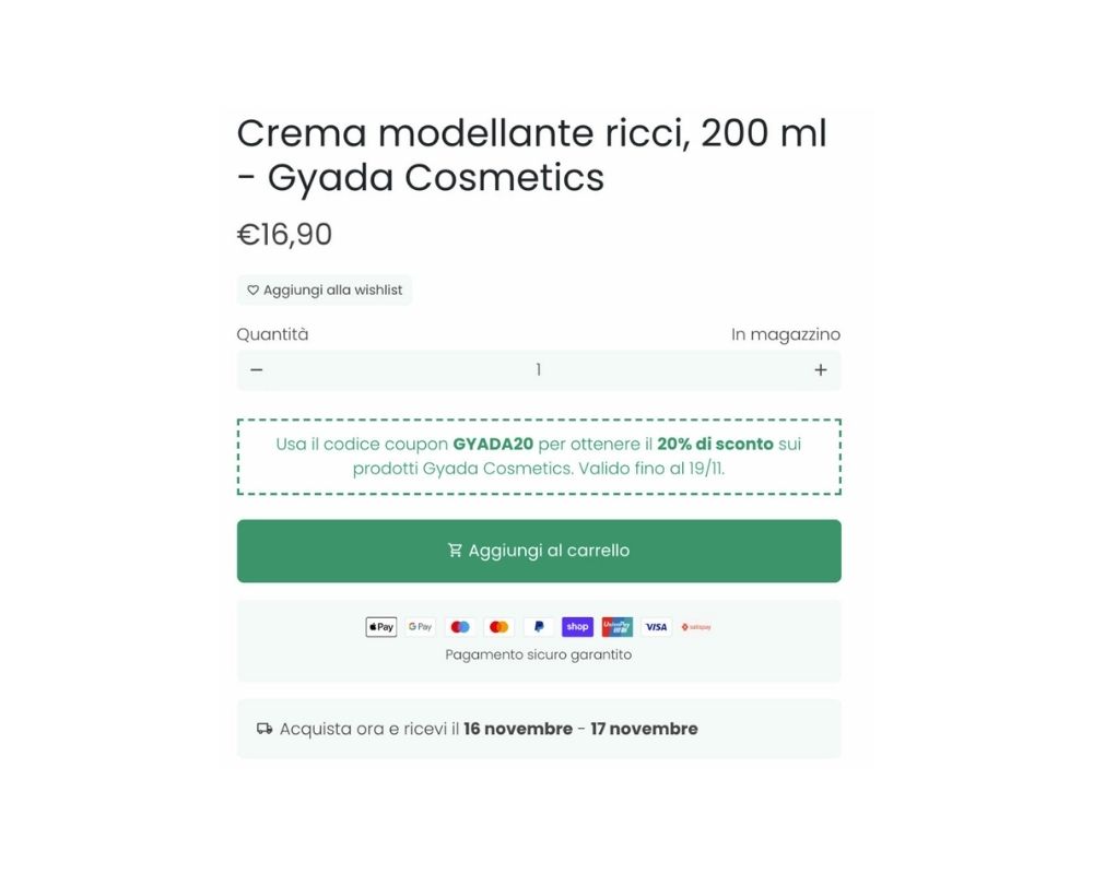 Tempi di spedizione chiari e comprensibili in pagina prodotto